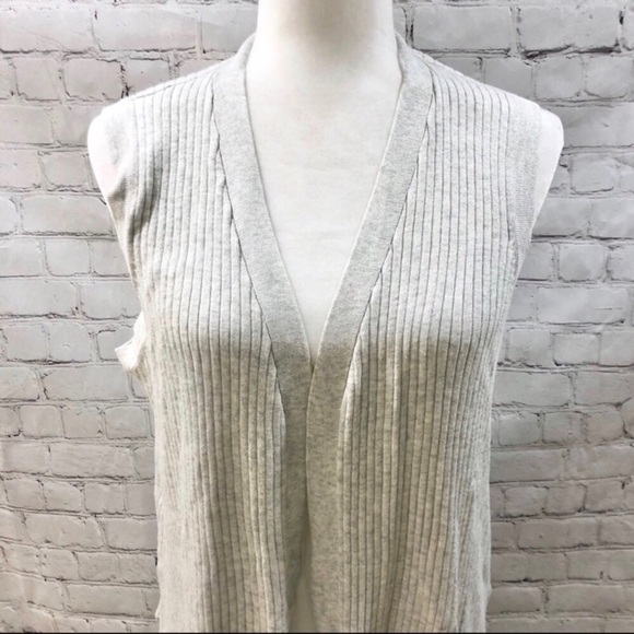 89th & Madison Ribbed Knit Open Front Sweater Vest Gray Size Large ESS53041 - Picture 3 of 8
